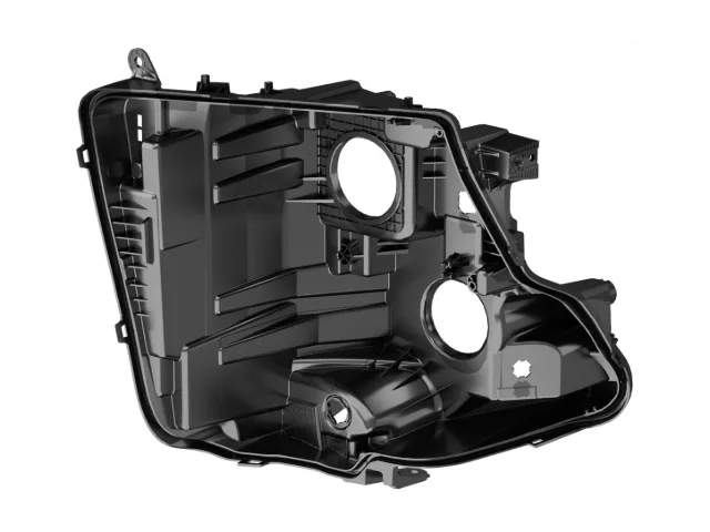 Black injection molded lamp housing