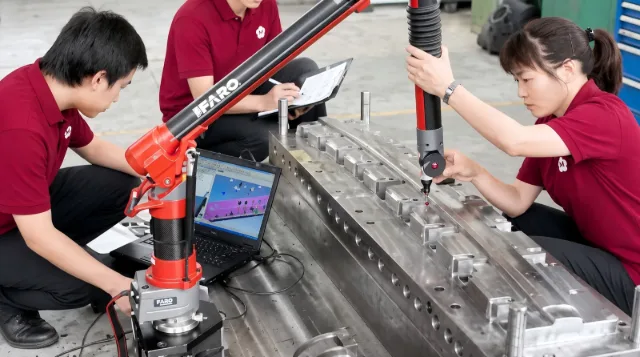 Portable CMM arm inspecting part geometry