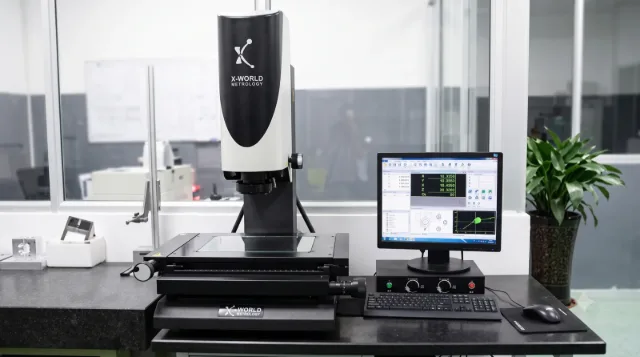 Vision measuring machine checking part geometry